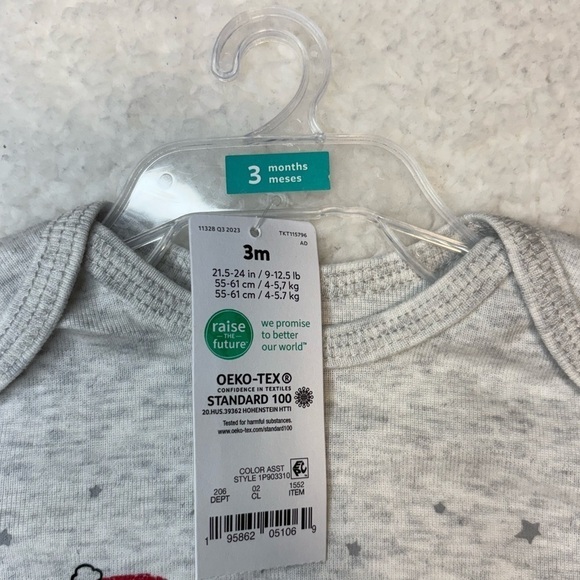 Carter’s Baby Heather Gray Santa Christmas Long Sleeve One Piece - Picture 4 of 6